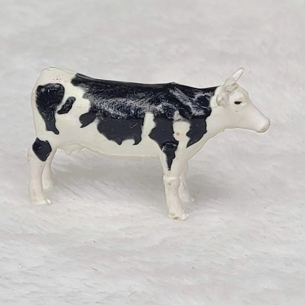 Cow Plastic Toy 1" Black and White Holstein Milk Cow Farm Animal Single - Picture 2 of 9